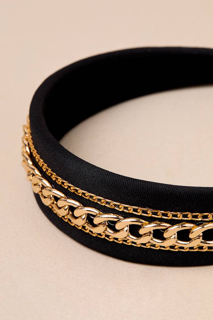 Black and Gold Headband - Chain Headband - Metal Chain  display picture 2