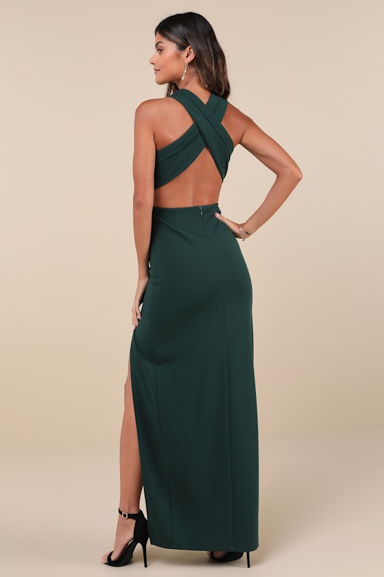 Head to Cocktail Hour Emerald Green Halter Neck Maxi Dress 3