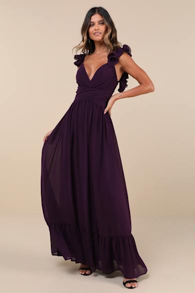 strapless open back dress Wedtrend Women A-Line Spaghetti Straps Floor-Length Chiffon Junior Bridesmaid  Dress With Ruffles Flower Girl Dress Wedding Party Dress – WEDTREND main image 1