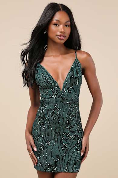 green emerald velvet dress Sheila Green Eyelet Short Dress main image 1
