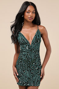Sparkling Excellence Emerald Sequin Backless Bodycon Mini Dress 3