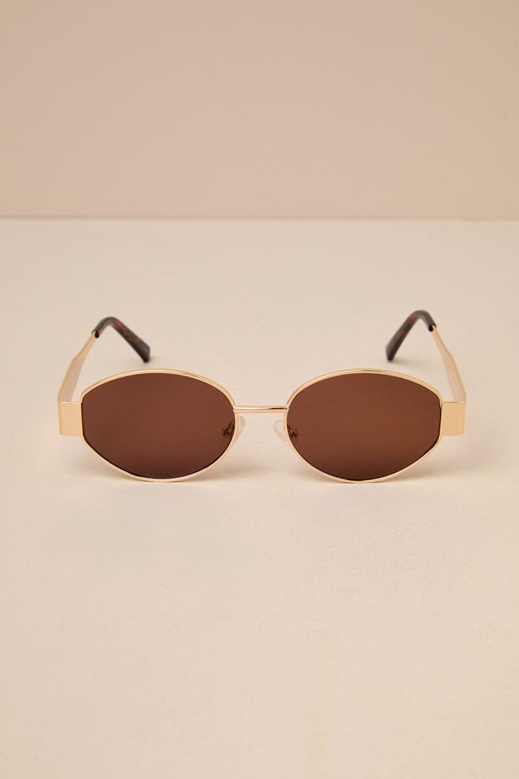 NEW. Gold and Brown Sunglasses Gold & Brown Aviator Sunglasses with Polarized Lens  main image 3
