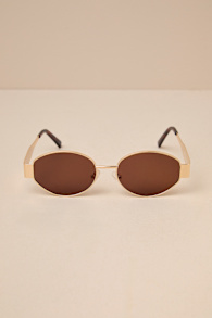 Trendsetting Take Gold and Brown Oval Sunglasses 1