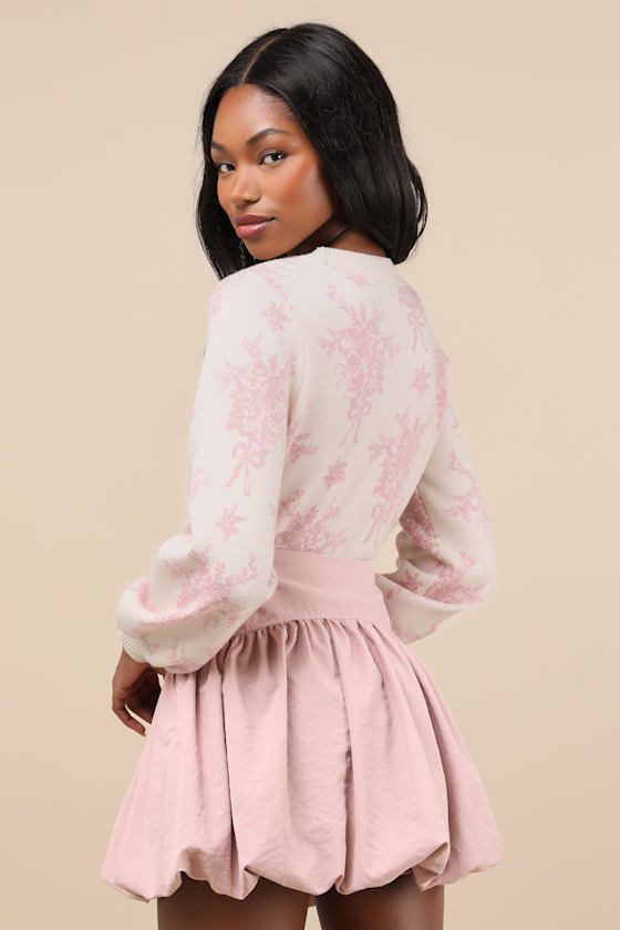 LULUS CUTELY DEFINED MAUVE BUBBLE-HEM MINI SKORT