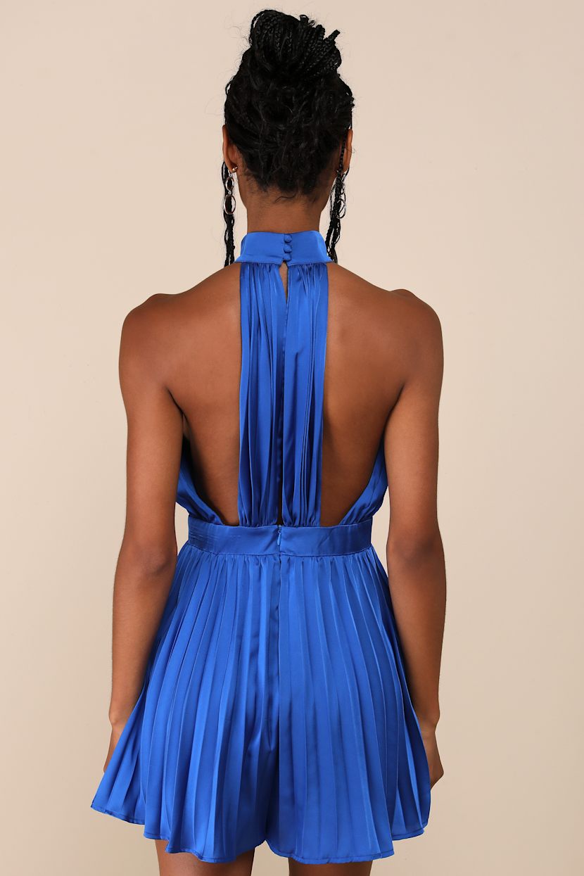 Royal Blue Satin Romper - Pleated Satin Romper - Backless Romper - Lulus Royal Blue Satin Romper - Pleated Satin Romper - Backless Romper - Lulus