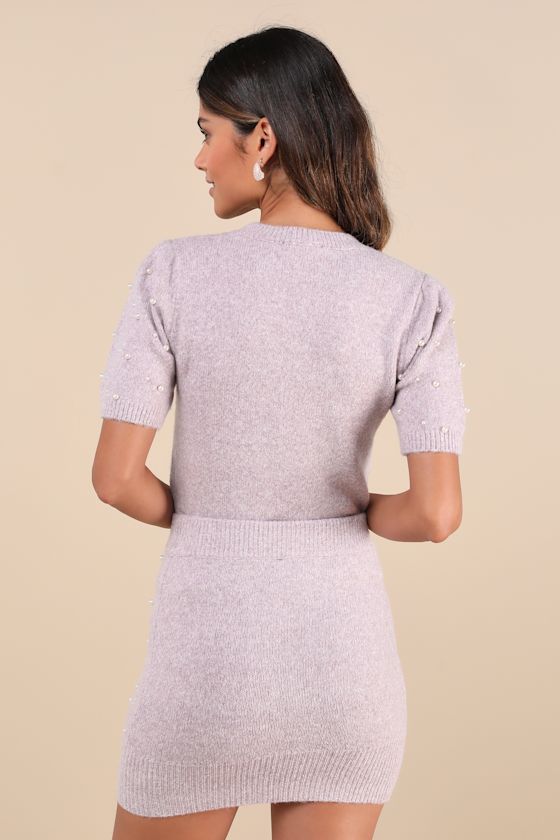 Lulus Curated Style Lavender Heathered Pearl Sweater Mini Skirt In Purple