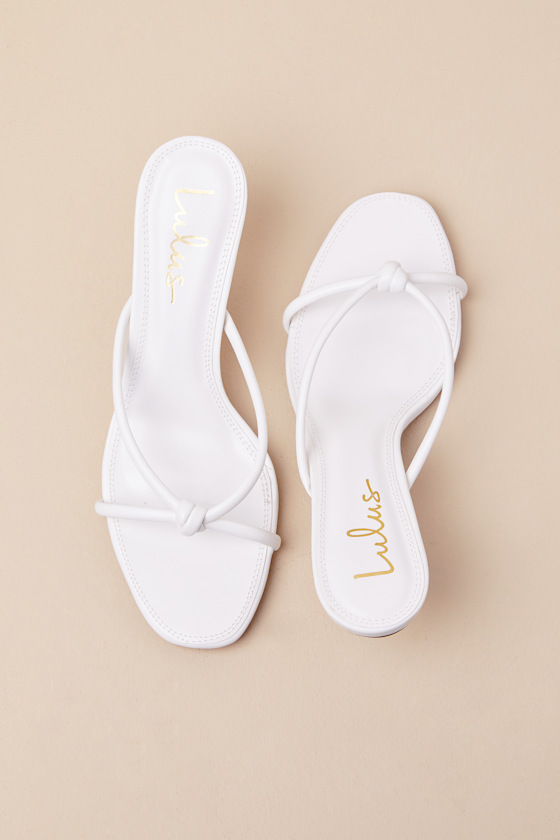 Lulus Victoire White Knotted Strappy High Heel Slide Sandals In White