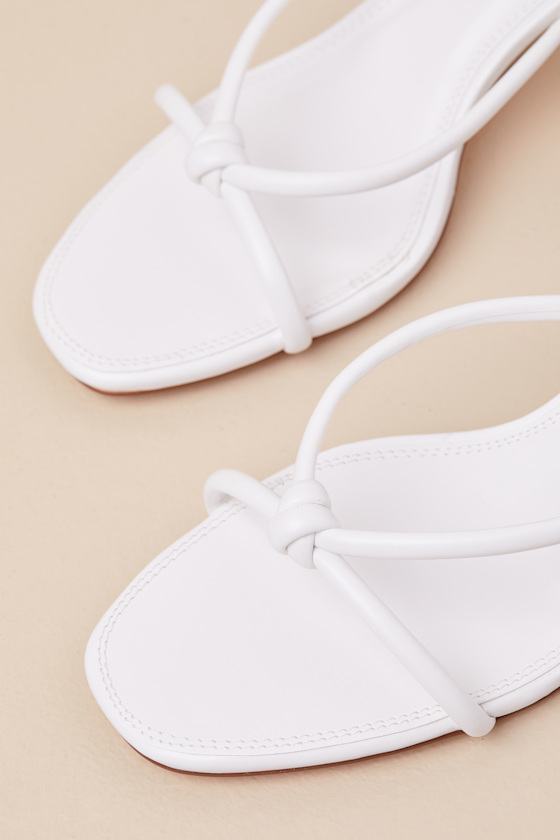 Lulus Victoire White Knotted Strappy High Heel Slide Sandals In White