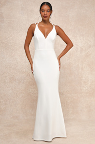 All this Allure White Strappy Backless Mermaid Maxi Dress 10
