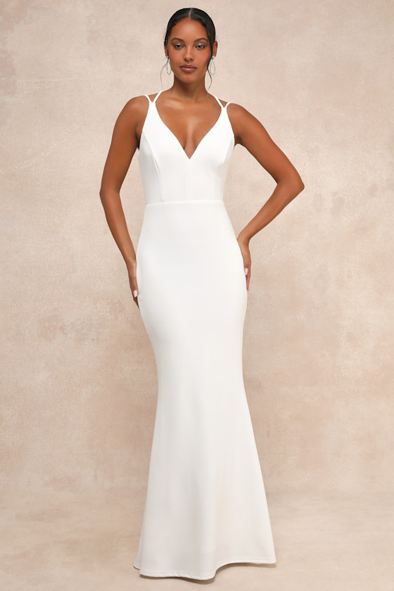 All this Allure White Strappy Backless Mermaid Maxi Dress 10