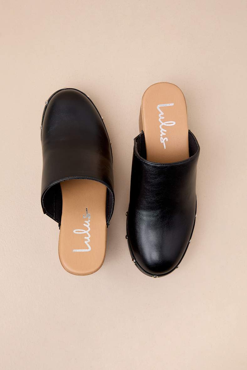 Romain Black Studded Platform Clogs