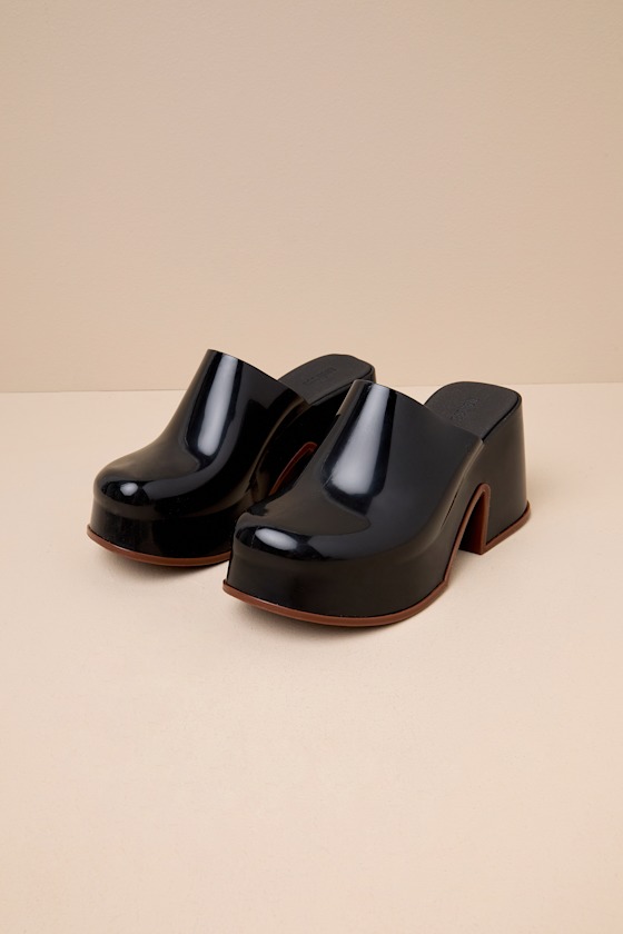 Mia Black and Brown Platform Mules 1