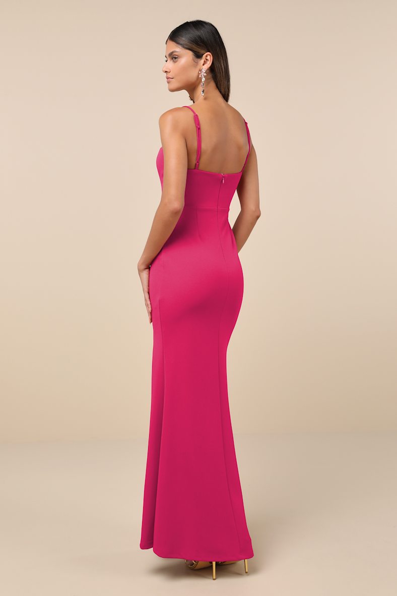 Simply Remarkably Magenta Sleeveless Bustier Mermaid Maxi Dress