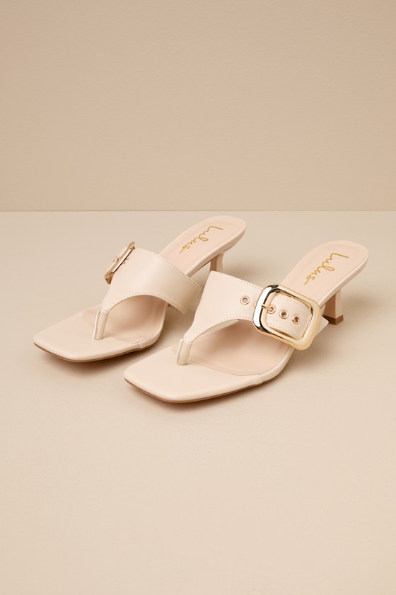 Lulus Meline Bone Buckle Thong Slide Sandals In White