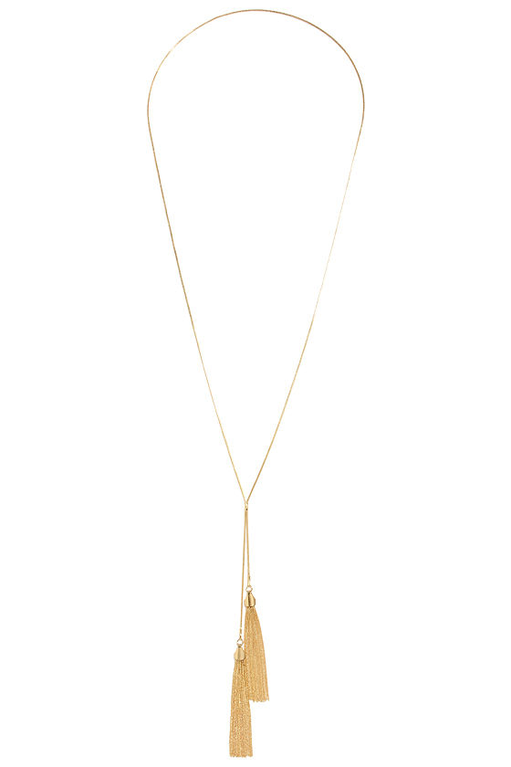 Pretty Gold Necklace - Gold Chain Necklace - Gold Tassel Necklace - $21.00