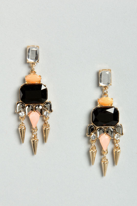 Cute Black Earrings Rhinestone Earrings Chandelier Earrings 12.