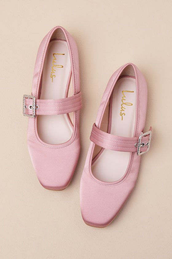 Rawler Dusty Rose Satin Buckle Ballet Flats 2