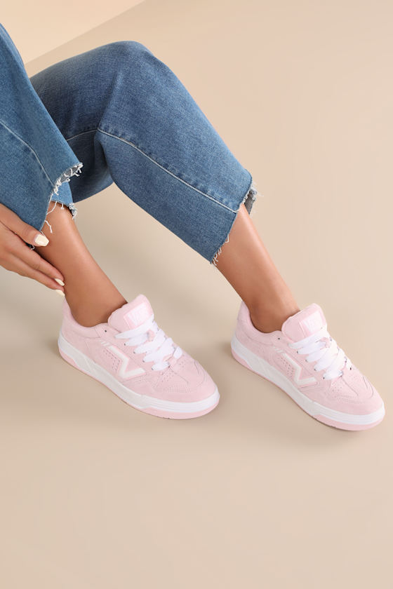 Upland Barely Pink Suede Leather Color Block Chunky Sneakers 1