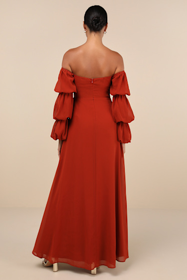 Rust Maxi Dress - Tiered Balloon Sleeve Dress - OTS Maxi Dress - Lulus Rust Maxi Dress - Tiered Balloon Sleeve Dress - OTS Maxi Dress - Lulus