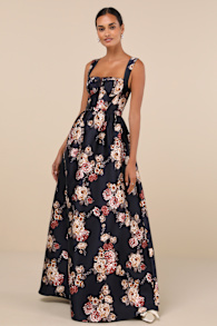 Elegant Pick Navy Blue Floral Sleeveless Bustier Maxi Dress 2
