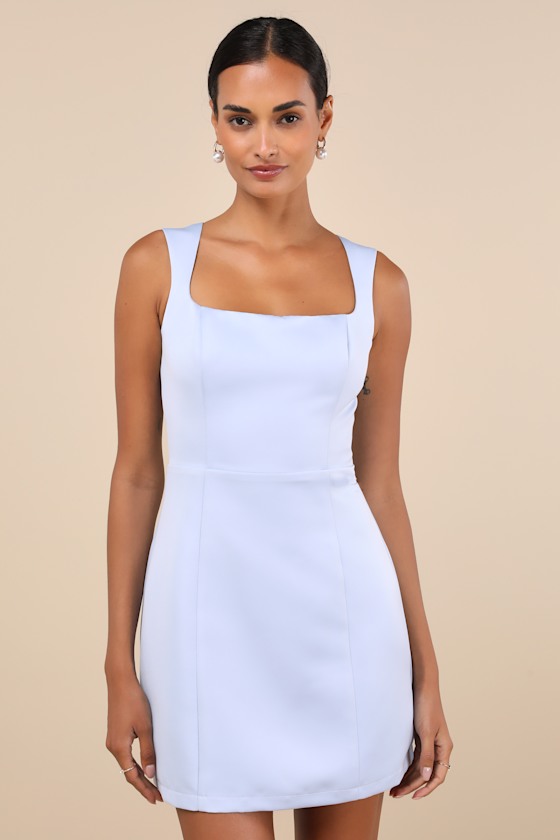 Light Blue Mini Dress - Backless Mini Dress - Blue Satin Dress - Lulus