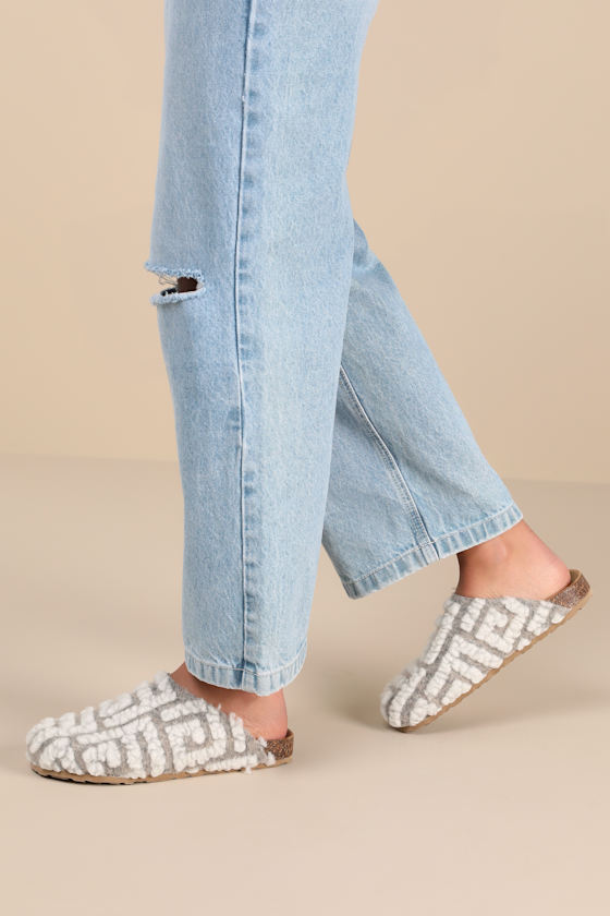 New Routine Beige and Natural Shearling Mules 1
