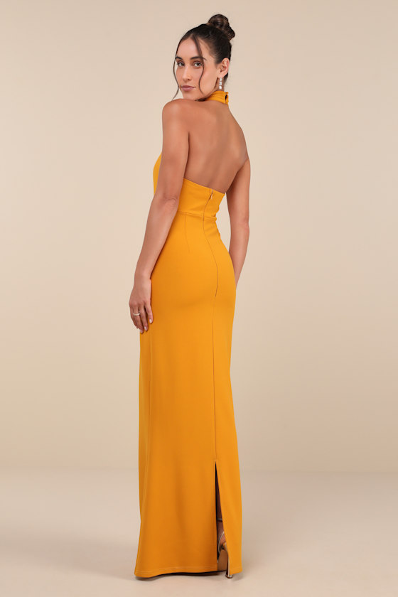Shop Lulus Mesmerizing Perfection Yellow Halter Neck Backless Maxi Dress