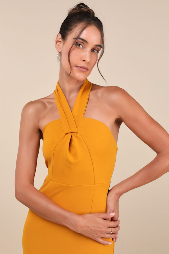 Shop Lulus Mesmerizing Perfection Yellow Halter Neck Backless Maxi Dress
