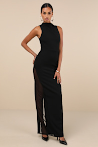 Alluring Influence Black Mock Neck Sleeveless Maxi Dress 4