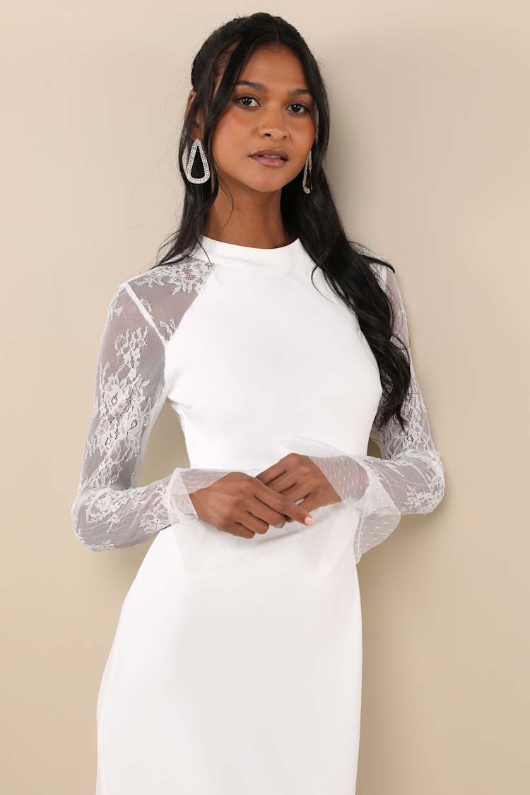White Lace Dress - White Column Maxi Dress - Cutout Maxi Dress - Lulus