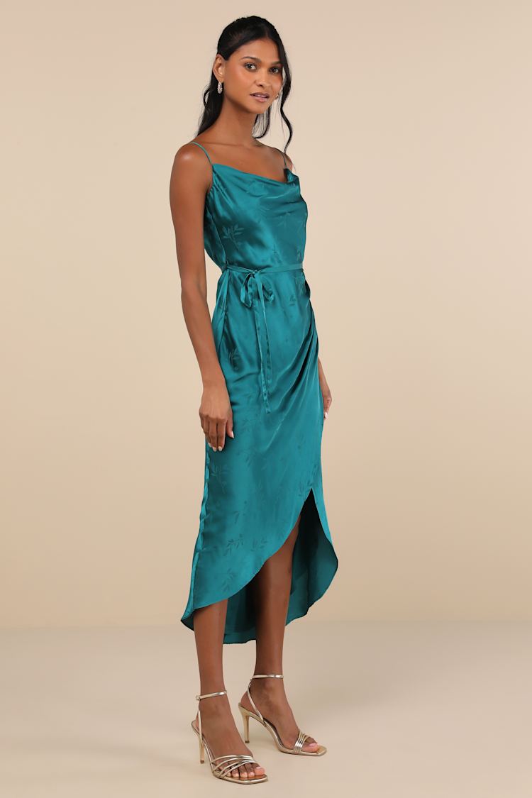 knee length dresses for ladies Jacquard Midi Dress with Satin Turn-Up Xs / White