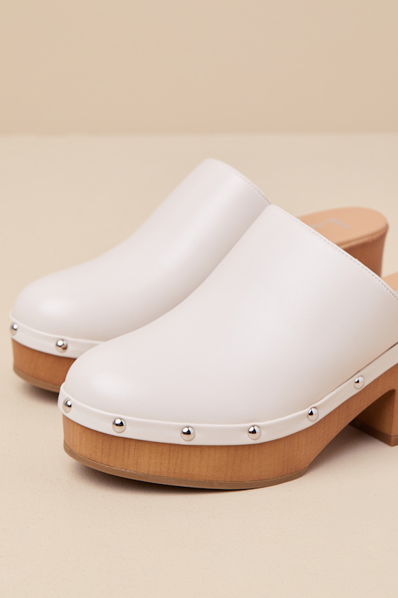 LULUS ROMAIN BONE STUDDED PLATFORM CLOGS