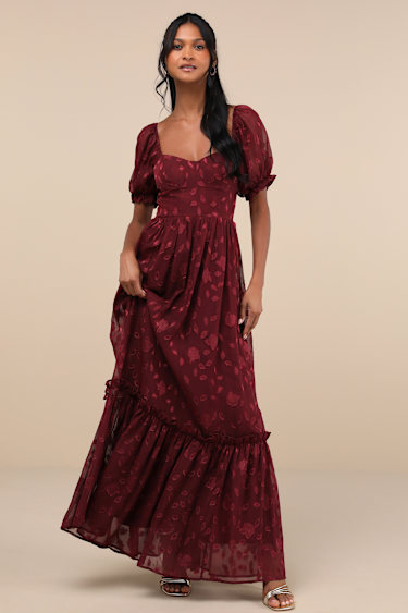 floral burnout burgundy floral maxi