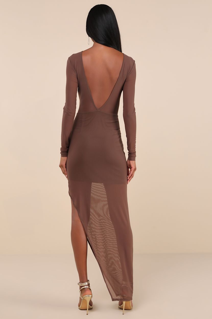 princess polly baby blue dress Brown Long Sleeve Satin Dress Brown Satin Floor Length Prom Dress , Off The  Shoulder A-Line Evening Dress US 4 / Brown main image 0