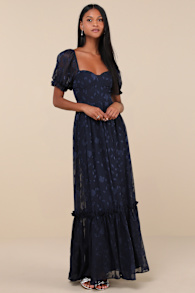 Phenomenal Sweetness Navy Floral Burnout Bustier Maxi Dress 4