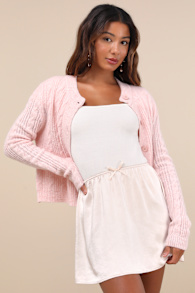 Delicate Aesthetic Cream Satin Bow Mini Skirt 1