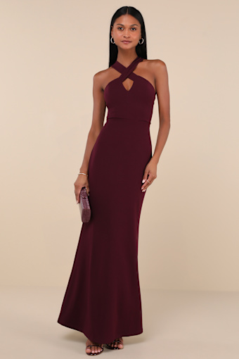 Keep You Enchanted Dark Purple Cutout Halter Mermaid Maxi Dress 1