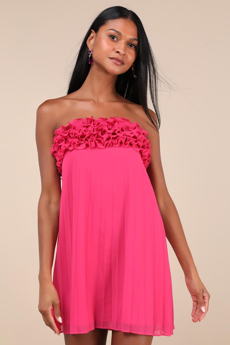 hot pink dress with ruffles AURORA Ruffle Tie | Women's | Sizes S-XL creating an alluring and sophisticated look Night Moves 6606 Prom Dress