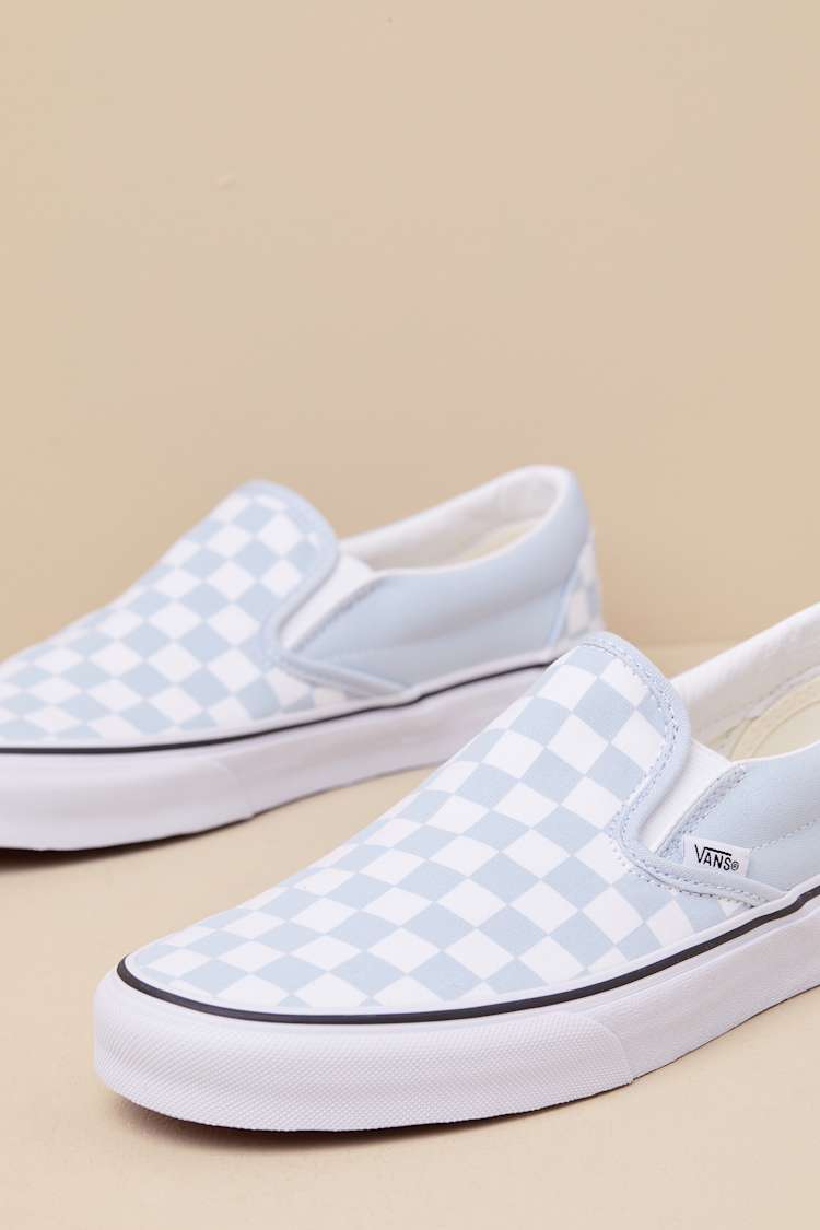Classic Slip Checkered Color Vans Checkerboard Vans Light Blue
