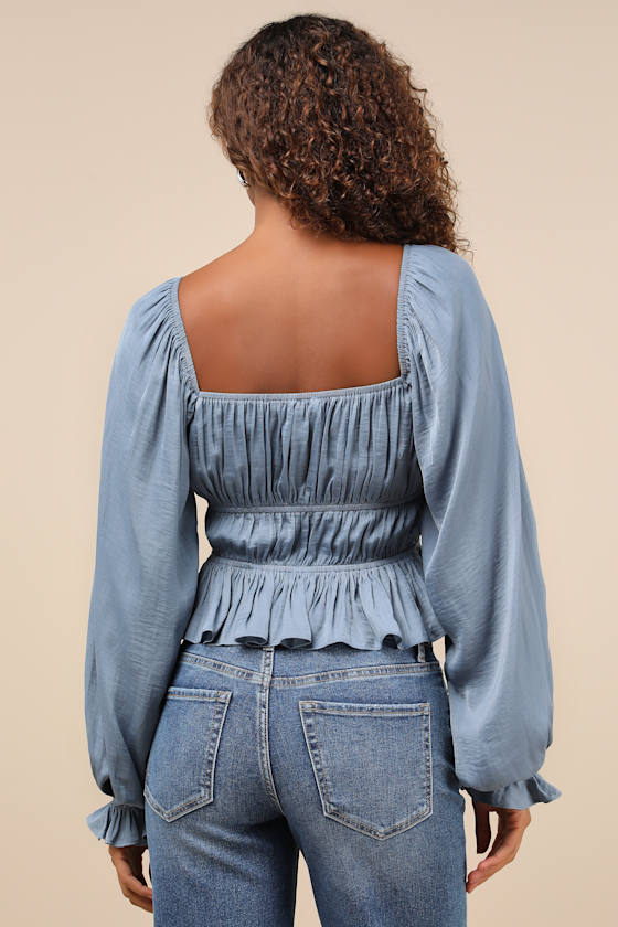 Blue Satin Top main image 1