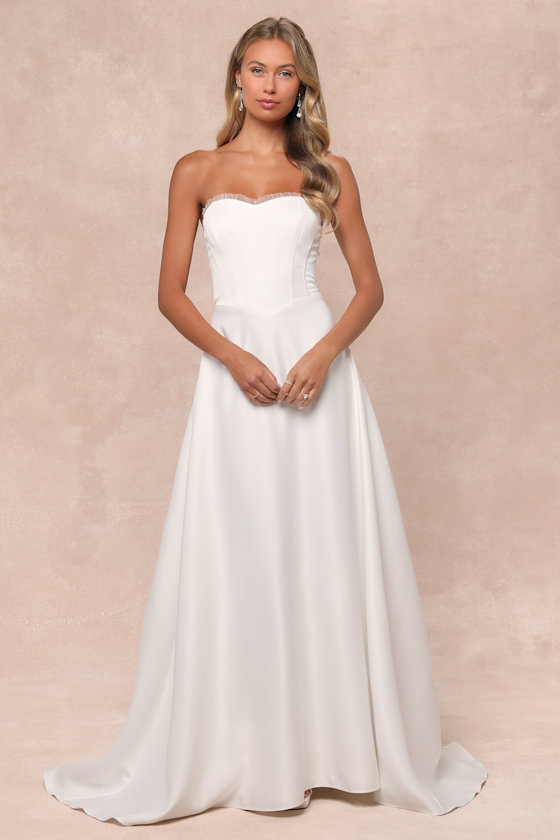 Eternal Gratitude White Floral Embroidered Strapless Maxi Dress 1
