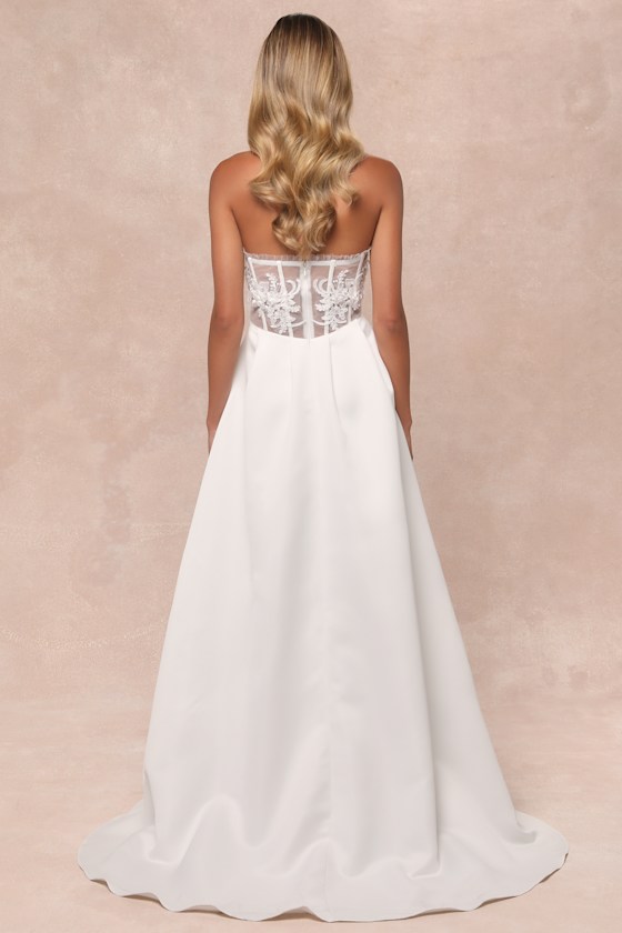 Eternal Gratitude White Floral Embroidered Strapless Maxi Dress 2