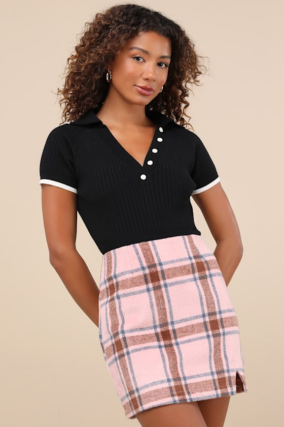 Spence Pink Plaid Mini Skirt 2