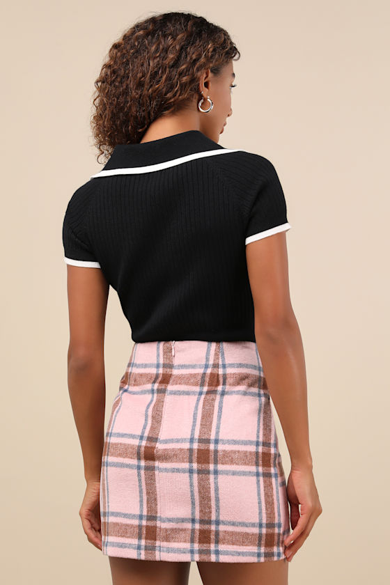 Lulus Spence Pink Plaid Mini Skirt In Pink