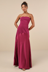 Compelling Style Plum Purple Strapless A-Line Maxi Dress 4