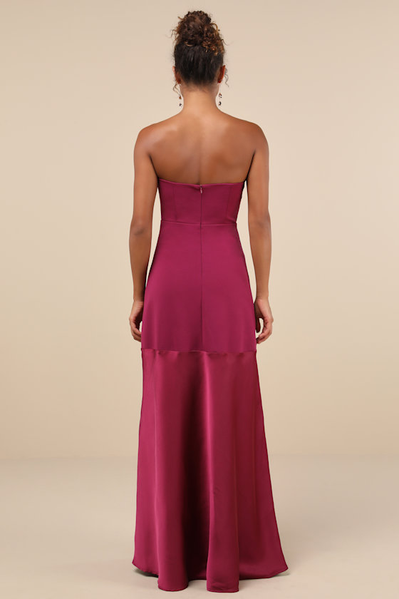 Lulus Compelling Style Plum Purple Strapless A-line Maxi Dress In Plum Purple