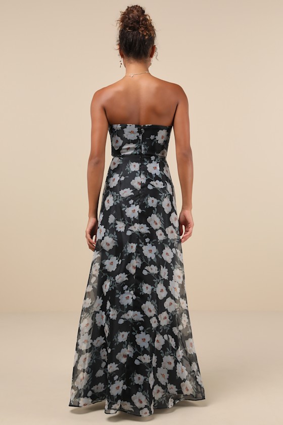 ◆Lulus◆Floral Print Organza Maxi ドレス 送料込 Blue Floral Print Dress - Organza Maxi Dress - Sleeveless