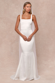 Luxe Loveliness White Satin Backless Mermaid Maxi Dress 5