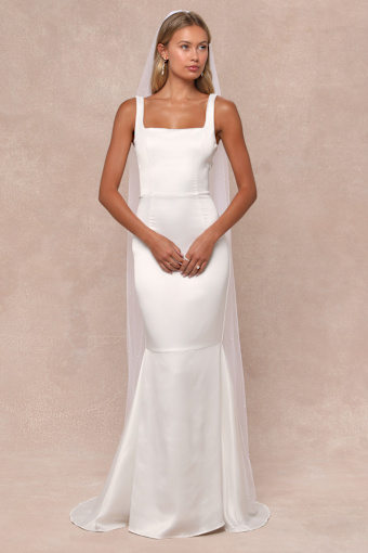 Luxe Loveliness White Satin Backless Mermaid Maxi Dress 5