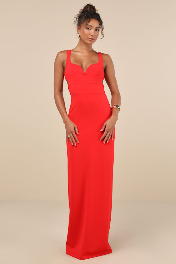 Simply Desirable Red Sleeveless Cutout Column Maxi Dress 1